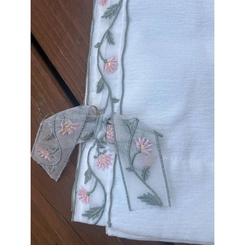 Rachel Ashwell the Farmhouse Floral Border Bow Drapes Window Curtains 37